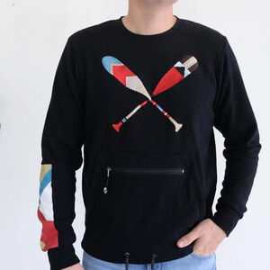 LRG Lifted Research Group  Crewneck Kangaroo Pocket w/ Zipper Embrodered Pattles